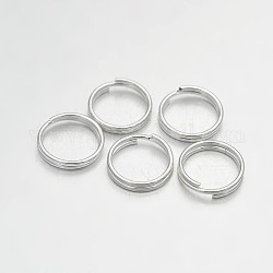 Anelli spezzati in ottone, anelli di salto a doppio anello, argento, 9x1.5mm, diametro interno: 8mm