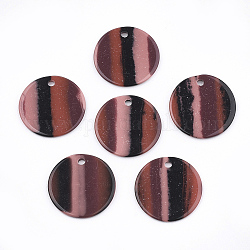 Подвески из смолы, плоско-круглые, узоров, Индийская красная, 20x1.5~2 мм, отверстие : 1.8 мм