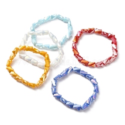 Bracciale elasticizzato con perline rettangolari intrecciate in vetro, colore misto, diametro interno: 2 pollice (5.2 cm)