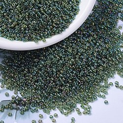 Miyuki runde Rocailles Perlen, japanische Saatperlen, 11/0, (rr288) transparent olivgrün ab, 2x1.3 mm, Bohrung: 0.8 mm, ca. 50000 Stk. / Pfund