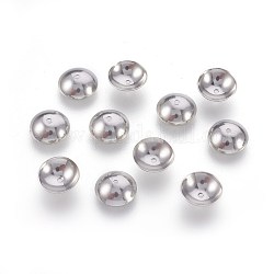 201 Edelstahl Perlenkappen, apetalous, Edelstahl Farbe, 8x2.4 mm, Bohrung: 0.8 mm