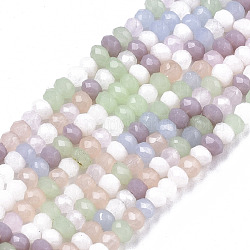 Chapelets de perles en verre, imitation verre de jade, facette, rondelle, couleur mixte, 2mm, Trou: 0.6mm, Environ 87~90 pcs/chapelet, 12.68 pouce (32.2 cm)