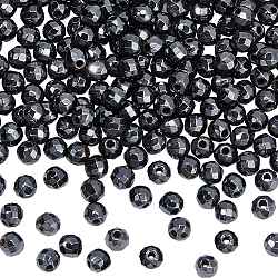 Nbeads 2 brins de perles d'hématite synthétiques non magnétiques, facette, ronde, 3.5~4x4mm, Trou: 0.7mm, Environ 98~105 pcs/chapelet, 15.9~16.6 pouce (40.4~42.2 cm)