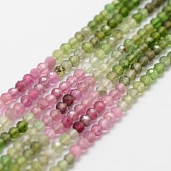 Natural Tourmaline Bead Strands, Grade AA, Faceted, Round, 2mm, Hole: 0.5mm, about 160~179pcs/strand, 12.5 inch~12.9  inch(320~330mm)