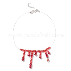 Collier tour de cou à pampilles en perles de verre, bijoux tressés pour femmes, rouge, 13.19 pouce (33.5 cm)