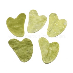 Planches de gua sha en jade chinois naturel, grattage des outils de massage, outils pour le visage gua sha, cœur, 77~79x55~58x4~5mm