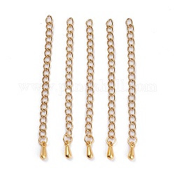 Vacuum Plating 304 Stainless Steel Chain Extender, Soldered Chains, Golden, 55~63x3mm