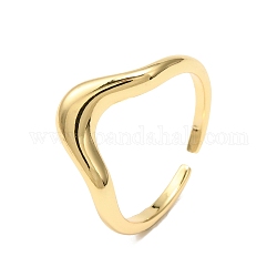 Brass Open Cuff Ring for Woman, Real 18K Gold Plated, US Size 6 1/2(16.9mm)
