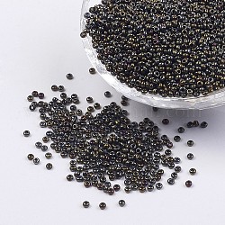 12/0 Grade A Round Glass Seed Beads, Iris Round Beads, Antique Bronze Plated, 2x1.5mm, Hole: 0.5mm, about 5000pcs/50g
