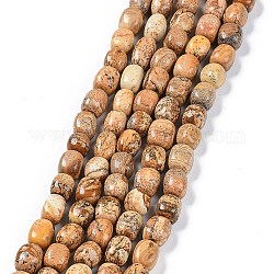 Chapelets de perles en jaspe avec images naturelles, pépites en pierre roulée, 6.5~15x7~14x7~14mm, Trou: 1~1.4mm, Environ 32~33 pcs/chapelet, 15.16~ 15.75 pouce (38.5~40 cm)
