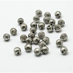 Perline di distanziatore stile tibetano, melone, argento antico, 5mm, Foro: 1 mm