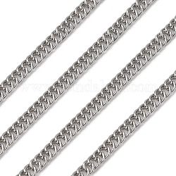 Ferro da stiro catene a doppia maglia, con la bobina, senza saldatura, torcere collegamento ovale, platino, 4x3x0.6mm, circa 328.08 piedi (100 m)/rotolo