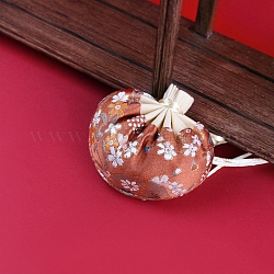 Porte-monnaie sachet de brocart chinois, sac à bijoux brodé floral avec cordon de serrage, pour femmes filles, chocolat, 9.2x12 cm