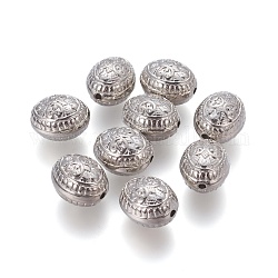 Ccb perle ovali intagliate in plastica, platino, 15~15.5x13x11~11.5mm, Foro: 1~2 mm