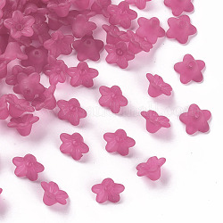 Perline acrilico trasparente, fiore, smerigliato, rosa intenso, 10x5mm, Foro: 1 mm, circa 420pcs/50g