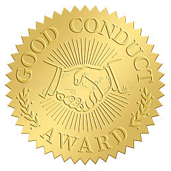 Adesivi autoadesivi in lamina d'oro in rilievo, adesivo decorazione medaglia, segno shaka, 50x50mm