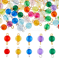 SUPERFINDINGS 40 Sets 2 Colors Acrylic Connector Charms, Round Links, with Brass Double Loops, Mixed Color, Platinum & Golden, 13.5x8mm, Hole: 1.5~2.5mm, 20 sets/color