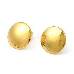 Chapado iónico (ip) 304 pendientes de botón de acero inoxidable, con bucles verticales, plano y redondo, real 18k chapado en oro, 15mm, agujero: 3 mm, pin: 0.8 mm