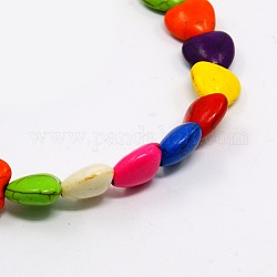Synthetic Turquoise Beads Strands, Heart Gemstone Beads, Dyed, Mixed Color, 9x10x5mm, Hole: 1mm, about 45pcs/strand, 16inch