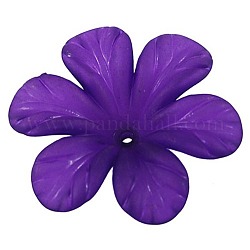 Blue Violet Transparent Frosted Chunky Acrylic Flower Beads, about 33mm in diameter, 8mm thick, Hole: 1.5~2mm