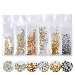 Glass Rhinestone Flat Back Cabochons, Nail Art Decoration Accessories, Faceted, Half Round, Mixed Color, 2mm, about 1440pcs/bag