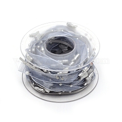 Perlenbesatz aus Kunststoff, mit Polyesterband, Schmetterling, Grau, 3 mm