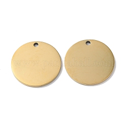 304 Stainless Steel Pendants, Stamping Blank Tag, Flat Round Charm, Real 18K Gold Plated, 20x1.3mm, Hole: 1.6mm