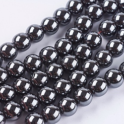 Chapelets de perles en hématite synthétique sans magnétiques, ronde, 10mm, Trou: 1.5mm, Environ 42 pcs/chapelet