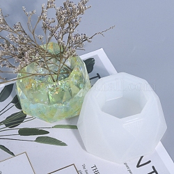 Moules en silicone, moules de moulage de résine de pot de fleurs, pour la résine UV, fabrication de bijoux en résine époxy, octogone, blanc, 69x45mm