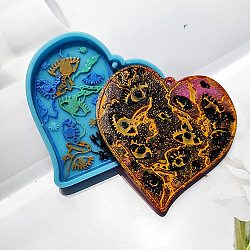 DIY Realistic Style Heart Pendant Food Grade Silicone Molds, Resin Casting Molds, for UV Resin & Epoxy Resin Craft Making, Deep Sky Blue, 72x70x7mm, Hole: 2.5mm, Inner Diameter: 62x65mm