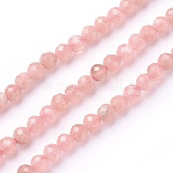 Naturelles argentine rhodochrosite brins de perles, facette, ronde, 3~3.5mm, Trou: 0.5mm, Environ 115~130 pcs/chapelet, 14.5~16.1 pouce (37~41 cm)