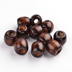 Dyed Natural Wooden Beads, Drum, Lead Free, Coconut Brown, 16x17mm, Hole: 6~7mm, about 700pcs/1000g