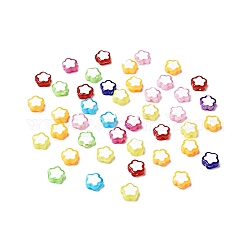 Perles acryliques opaques, fleur, couleur mixte, 9.5x9.5x4mm, Trou: 2mm