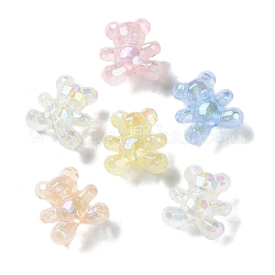 Perles acryliques transparentes à placage irisé arc-en-ciel lumineux, perles scintillantes qui brillent dans le noir, facette, ours, couleur mixte, 18x17x11.5mm, Trou: 2mm
