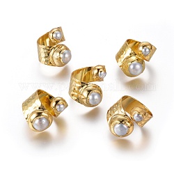 Anelli polsini regolabili con perle, con accessori di ottone, oro, 18.5~20mm