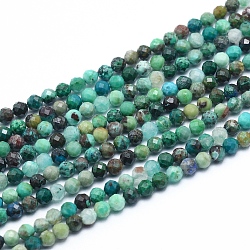 Chapelets de perles en chrysocolle naturelle, facette, ronde, 3.5mm, Trou: 0.7mm, Environ 120 pcs/chapelet, 15.16 pouce (38.5 cm)