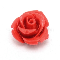 Perles de rose sculptées en cinabre, boucle d'oreille bricolage, accessoires bijoux bracelets, rouge, 9.5~10.5x8.5mm, Trou: 1.2mm