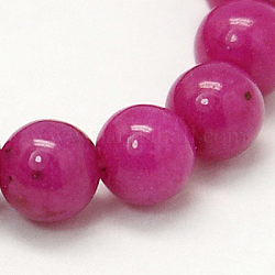 Естественно Mashan нефрита круглые бусины нити, окрашенные, средне фиолетовый красный, 4 мм, отверстие : 1 мм, около 98 шт / нитка, 15.7 дюйм