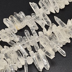 Nuggets natürlichem Quarz-Kristall-Perlen Stränge, Bergkristallperlen, 10~30x4~10 mm, Bohrung: 1 mm, ca. 53~82 Stk. / Strang, 15.5 Zoll