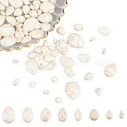 arricraft 80 Pcs Cracked Stone Cabochon, 8 Size White Teardrop Shape Gemstones Beads Dyed Synthetic Turquoise Cabochons for DIY Necklace Bracelet Jewelry Making