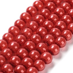 Chapelets de perles rondes en verre peint, cramoisi, 8mm, Trou: 1mm, Environ 116 pcs/chapelet, 31.89'' (81 cm)