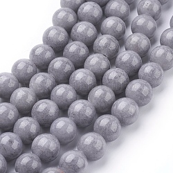 Natural Mashan Jade Beads Strands, Dyed, Round, Gray, 8mm, Hole: 1.2mm, about 51pcs/strand, 16 inch