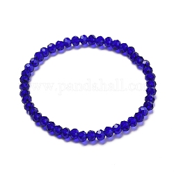 Bracelet extensible en perles rondelles de verre à facettes pour enfant, bracelet en verre transparent, bleu, 4x3.5mm, diamètre intérieur: 1-7/8 pouce (4.8 cm)