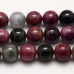 Natural Tourmaline Beads Strands, Round, 6mm, Hole: 1mm, about 63pcs/strand, 15.75