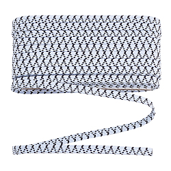 Flache elastische Polyesterschnur, Kordel mit Wellenmuster, Bekleidungszubehör, weiß, 1/4 Zoll (7 mm), ca. 20 m / Karte