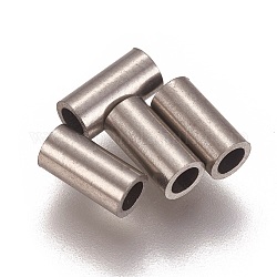 304 perline tubo in acciaio inox, colore acciaio inossidabile, 6x3mm, Foro: 2 mm