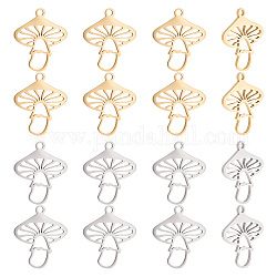 UNICRAFTALE About 16Pcs 2 Color 304 Stainless Steel Mushroom Pendants Plant Charms Fungus Pendant Lovely Food Vegetable Pendants for Bracelet Necklace Earrings Making
