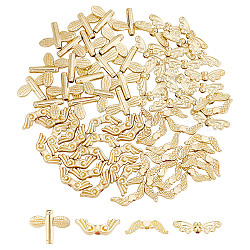 Chgcraft 80 Stück 4 Stil Gestellbeschichtung Legierungsperlen, cadmiumfrei und bleifrei, Mischformen, Licht Gold, 7~16.5x20~22x3~4 mm, Bohrung: 1.5~1.8 mm, 20pcs / style