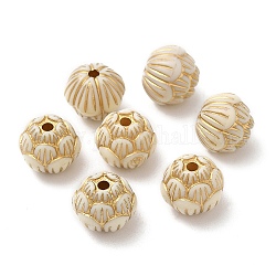 Perles en acrylique transparente, métal doré enlaça, fleur, beige, 10.5mm, Trou: 1.8mm, environ 770 pcs/500 g