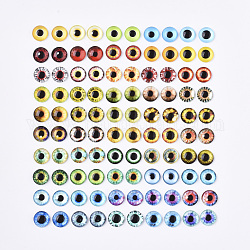 Cabochons en verre à dos plat, dôme / demi-rond avec motif oeil de dragon, couleur mixte, 8x3mm, 2 pcs / couleur, 50 couleurs, 100 pcs /sachet 